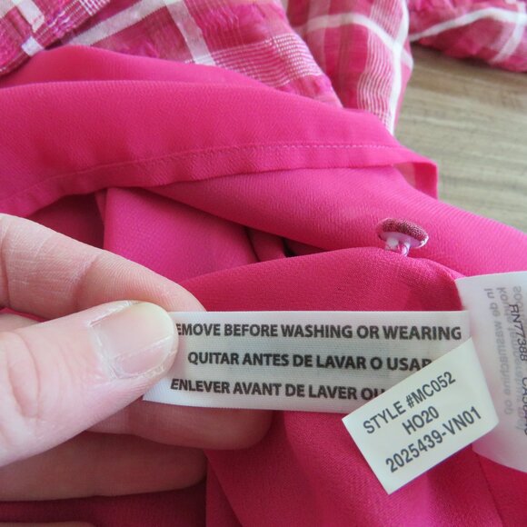 MADEWELL Plaid Puff Sleeve Top in Azalea Plaid Boho Preppy - Size M - Picture 15 of 15